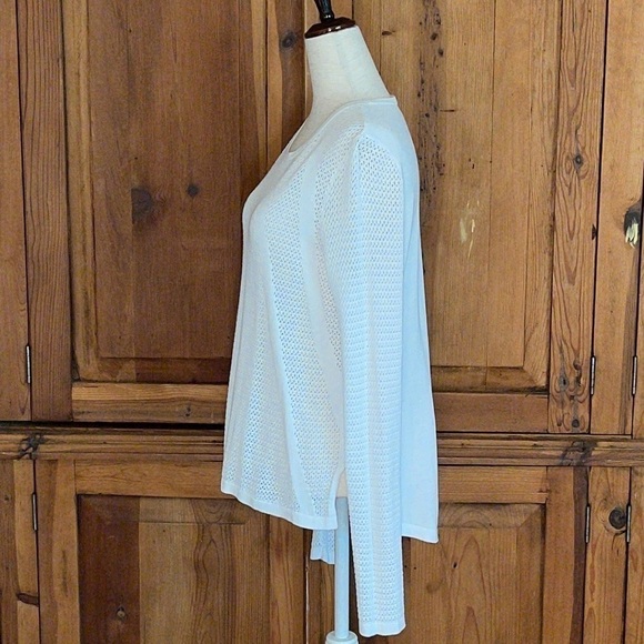 LOU & GREY White long Sleeve open knit 💯 Cotton Sweater Sz. MD - Picture 6 of 16